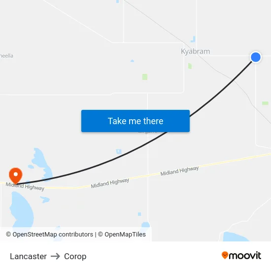 Lancaster to Corop map