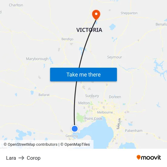 Lara to Corop map