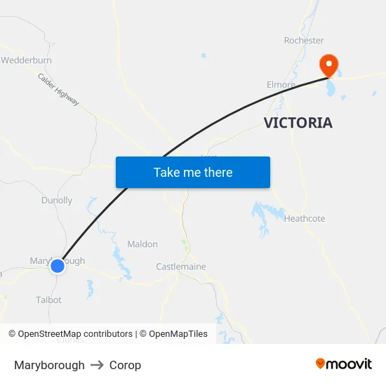 Maryborough to Corop map