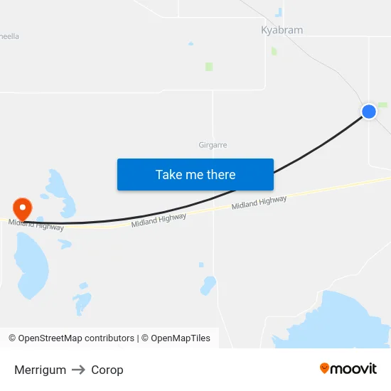 Merrigum to Corop map