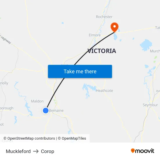 Muckleford to Corop map
