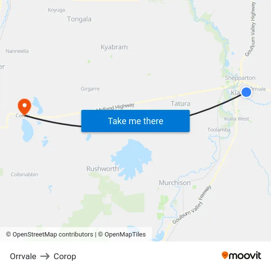 Orrvale to Corop map