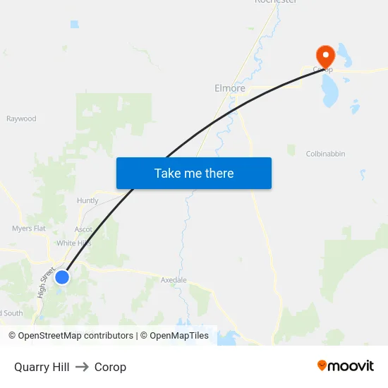 Quarry Hill to Corop map