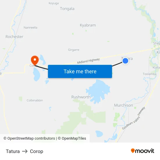 Tatura to Corop map