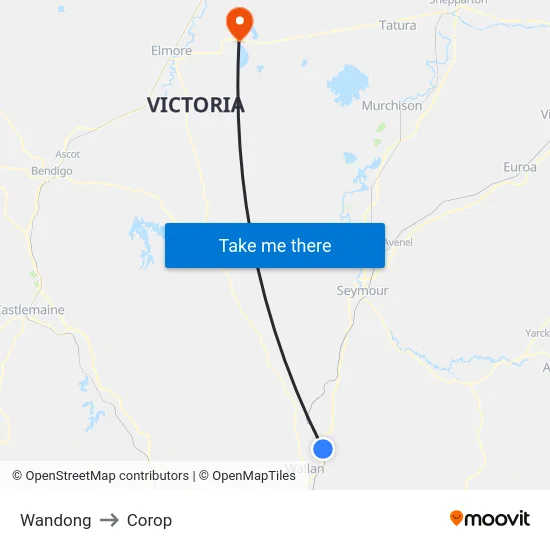 Wandong to Corop map