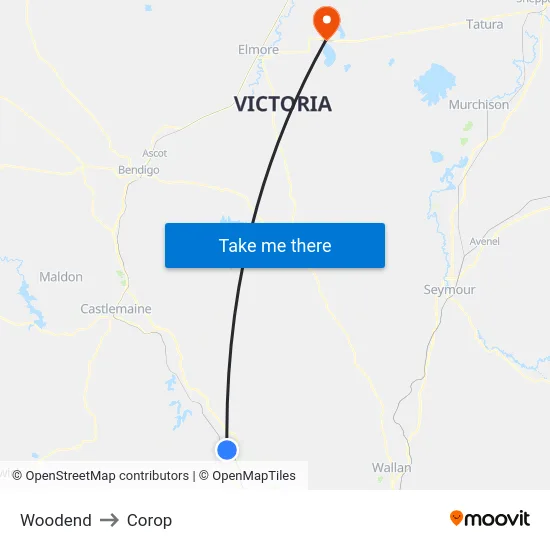 Woodend to Corop map