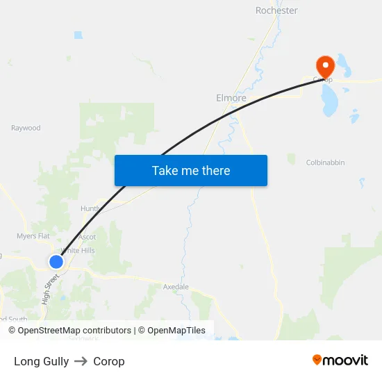 Long Gully to Corop map