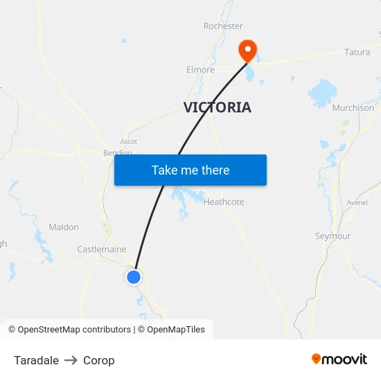 Taradale to Corop map