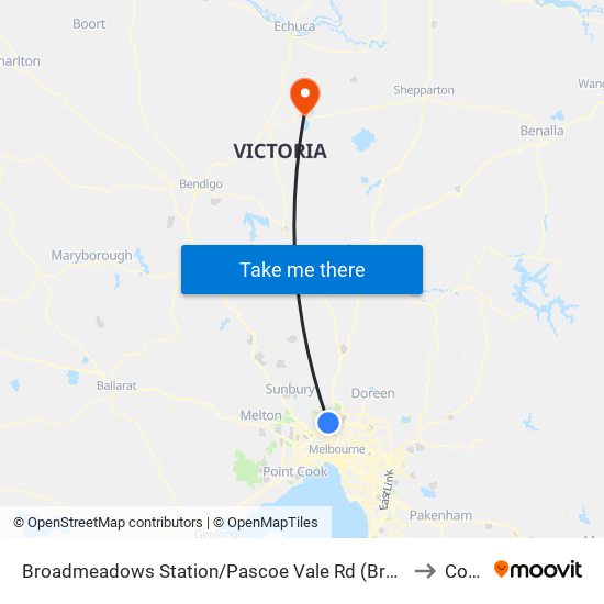 Broadmeadows Station/Pascoe Vale Rd (Broadmeadows) to Corop map