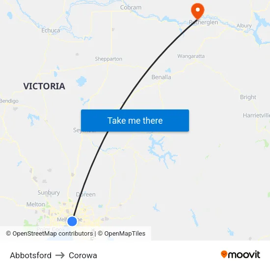 Abbotsford to Corowa map