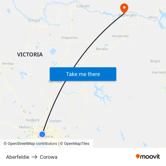 Aberfeldie to Corowa map