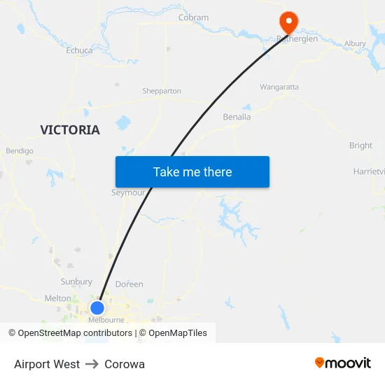 Airport West to Corowa map