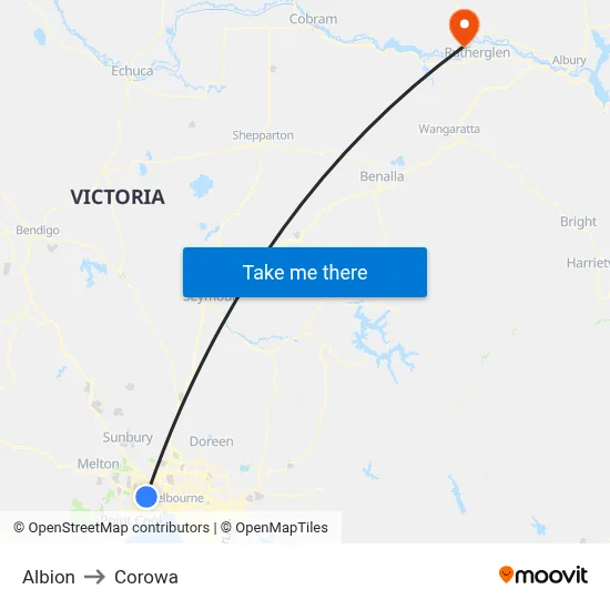 Albion to Corowa map