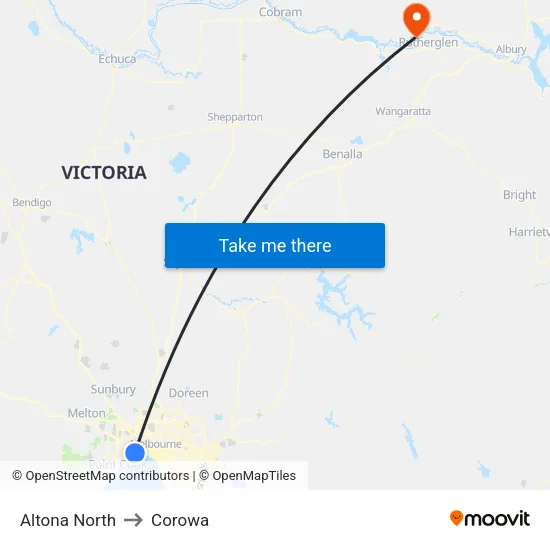 Altona North to Corowa map