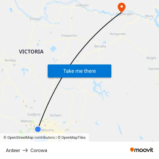 Ardeer to Corowa map