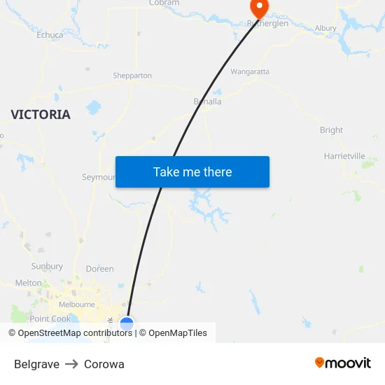 Belgrave to Corowa map