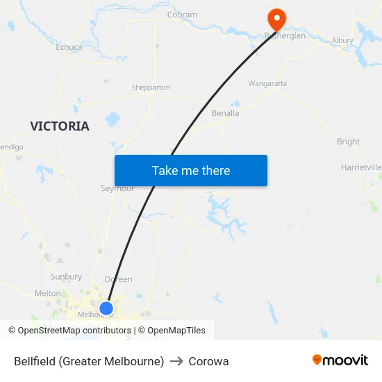 Bellfield (Greater Melbourne) to Corowa map