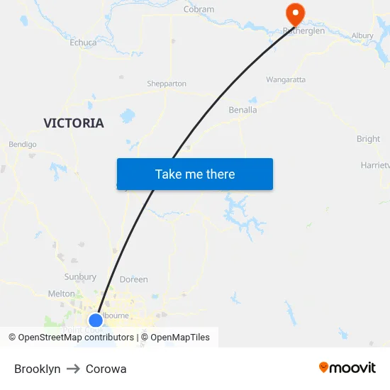 Brooklyn to Corowa map