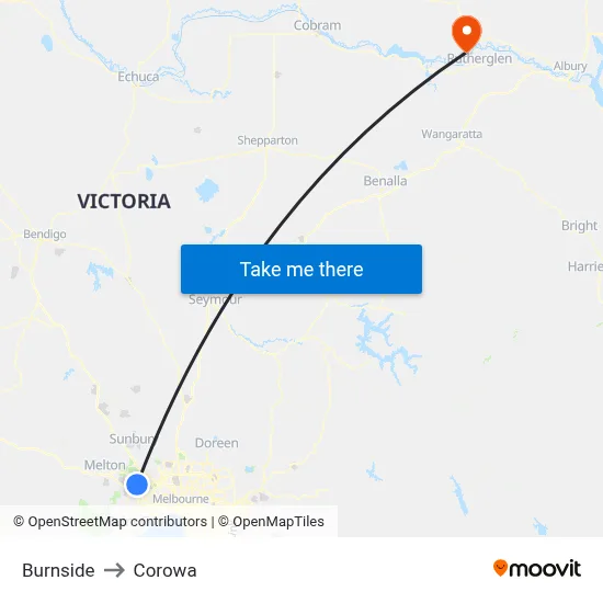 Burnside to Corowa map