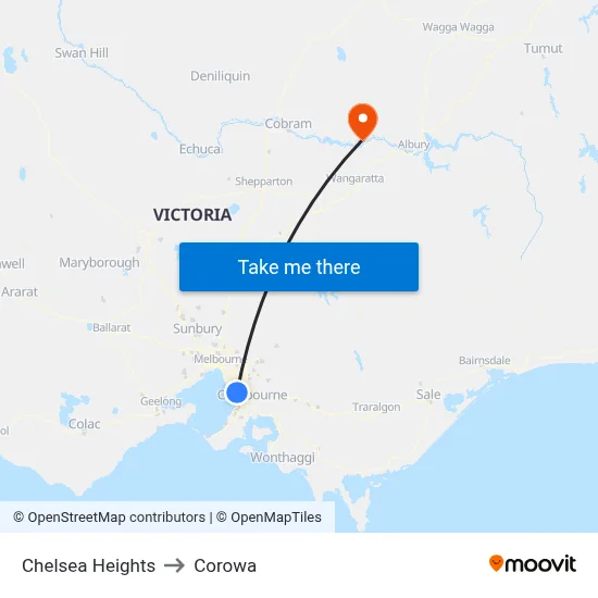 Chelsea Heights to Corowa map