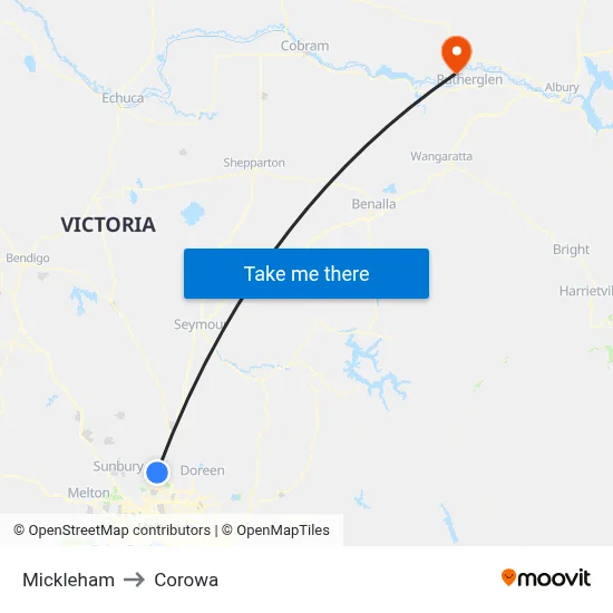 Mickleham to Corowa map