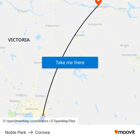 Noble Park to Corowa map