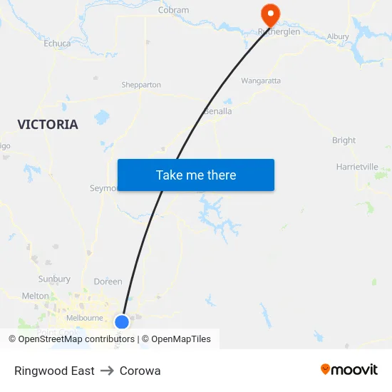Ringwood East to Corowa map