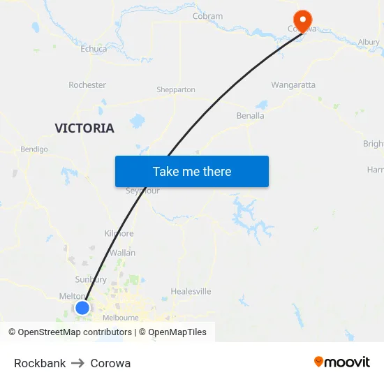 Rockbank to Corowa map