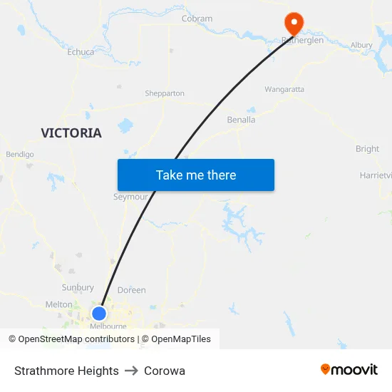 Strathmore Heights to Corowa map
