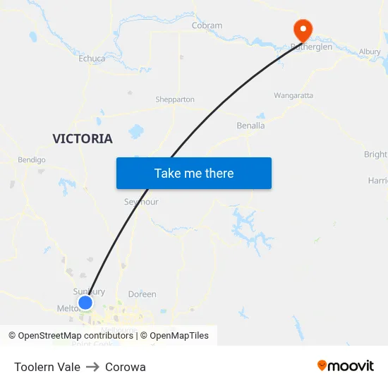 Toolern Vale to Corowa map