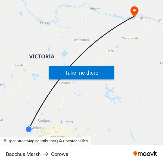 Bacchus Marsh to Corowa map