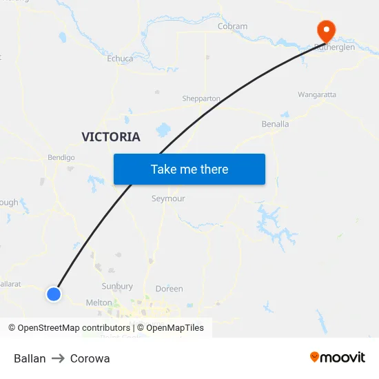 Ballan to Corowa map