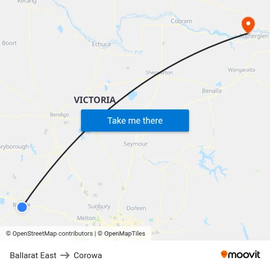 Ballarat East to Corowa map