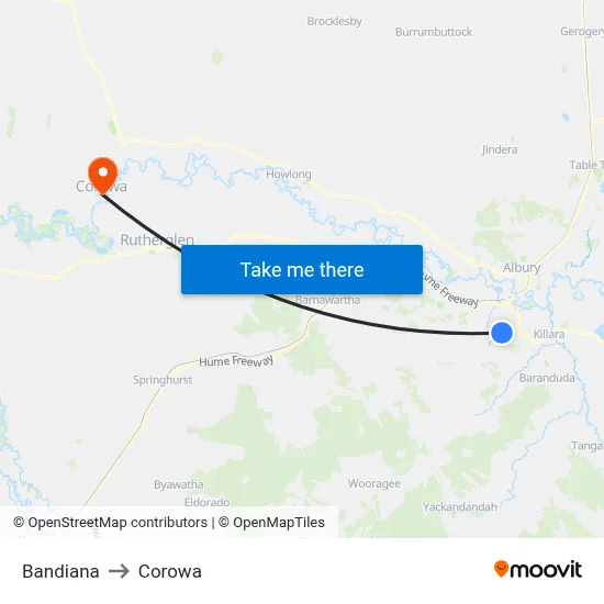 Bandiana to Corowa map