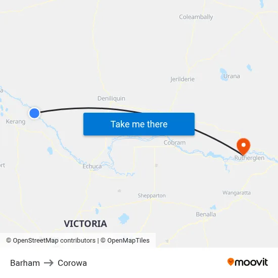 Barham to Corowa map