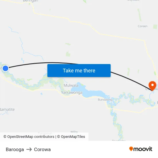 Barooga to Corowa map