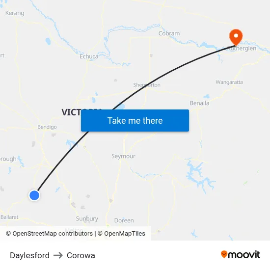 Daylesford to Corowa map
