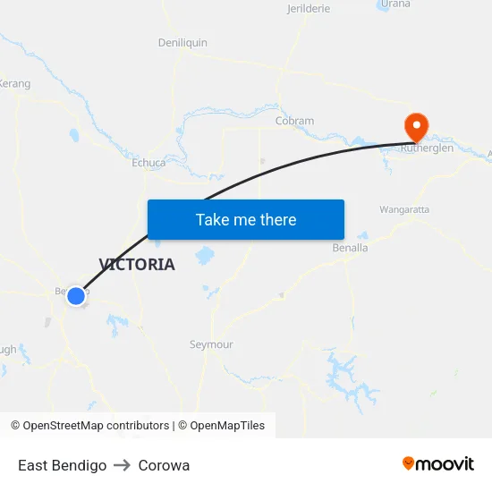 East Bendigo to Corowa map