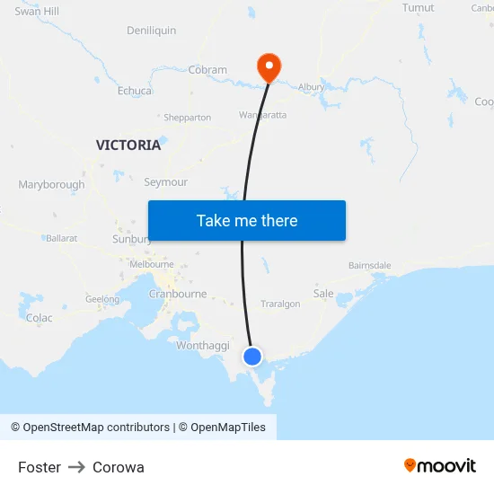 Foster to Corowa map