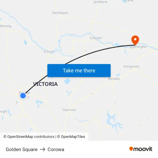 Golden Square to Corowa map