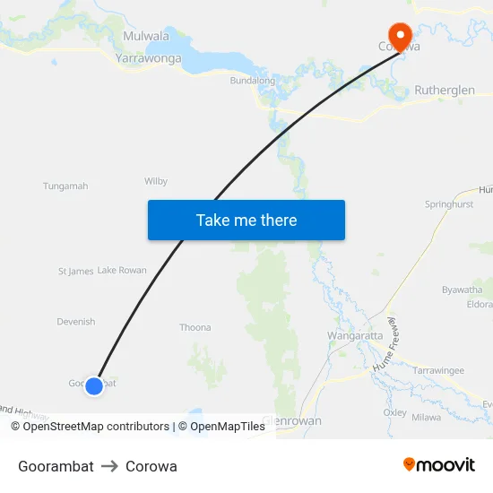 Goorambat to Corowa map