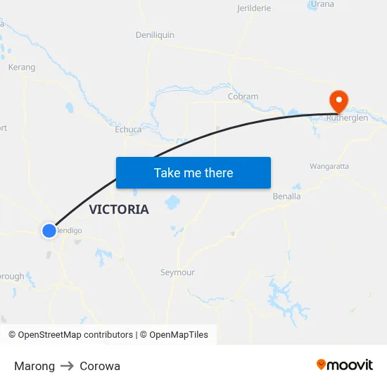 Marong to Corowa map