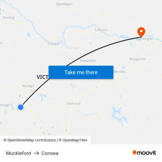 Muckleford to Corowa map