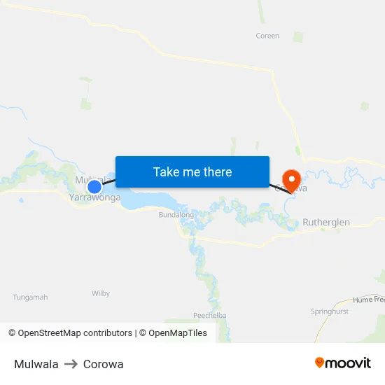 Mulwala to Corowa map