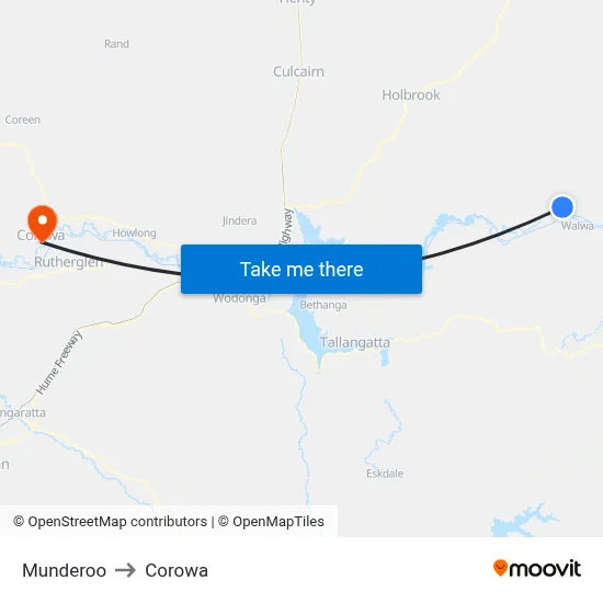 Munderoo to Corowa map