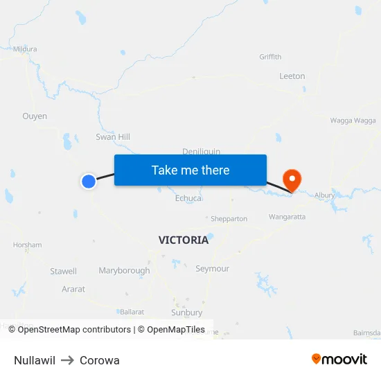 Nullawil to Corowa map