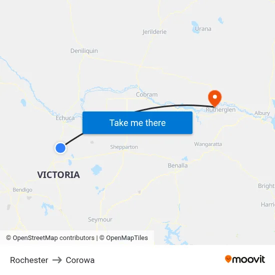 Rochester to Corowa map