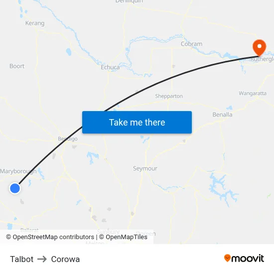 Talbot to Corowa map