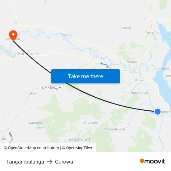 Tangambalanga to Corowa map