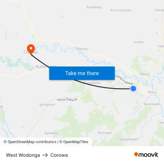 West Wodonga to Corowa map